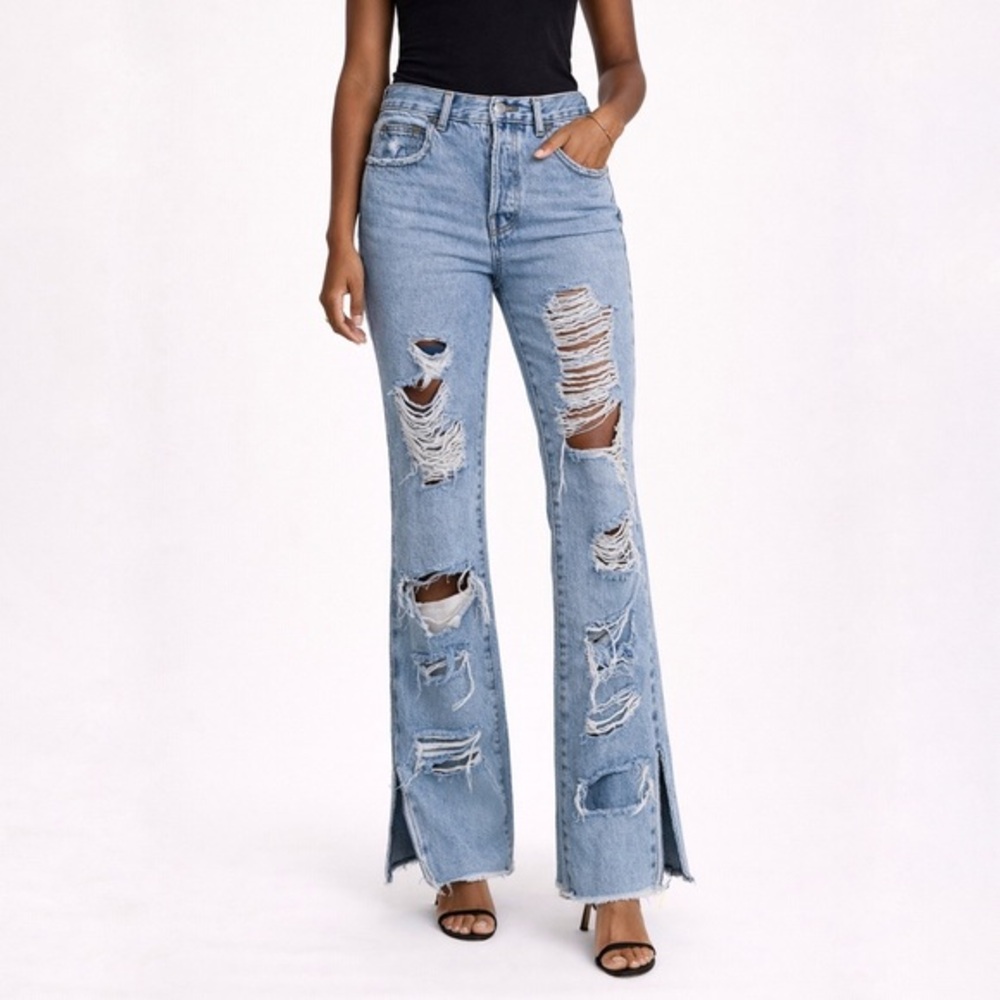 AO.LA by Alice and Olivia Jeans 25 Light Indigo Distressed Split‎ Hem Denim